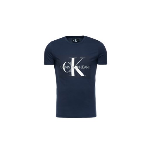 T-shirt męski Calvin Klein młodzieżowy granatowy z krótkim rękawem 