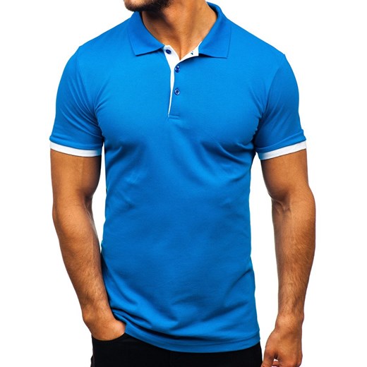 T-shirt męski Denley niebieski z krótkim rękawem z elastanu wiosenny 