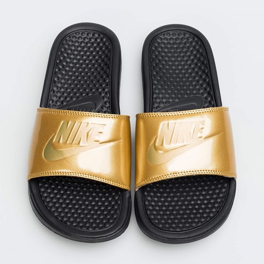 Klapki damskie Nike złote gładkie bez zapięcia 