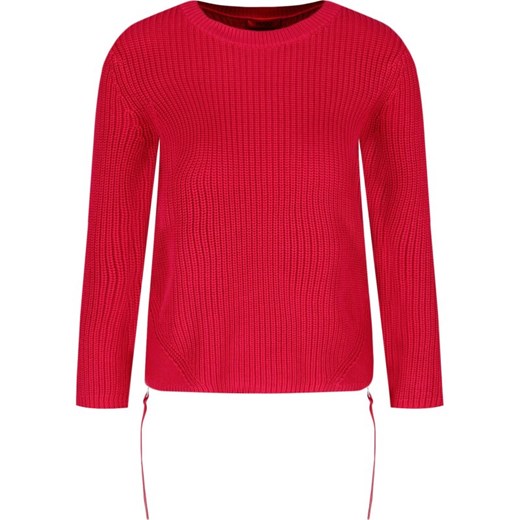 Sweter damski Hugo Boss czerwony z okrągłym dekoltem 