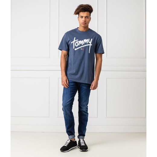 T-shirt męski Tommy Jeans młodzieżowy niebieski 