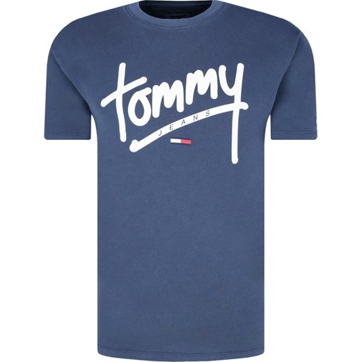 Niebieski t-shirt męski Tommy Jeans z krótkimi rękawami 