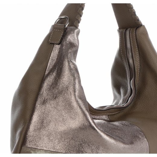 Shopper bag Genuine Leather skórzana bez dodatków średniej wielkości 