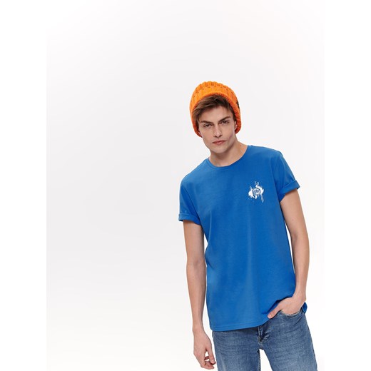 T-shirt męski Top Secret niebieski z krótkim rękawem 