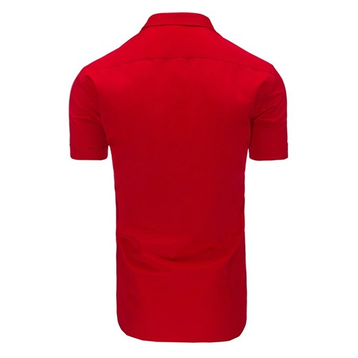 Koszula męska elegancka z krótkim rękawem czerwona KX0776