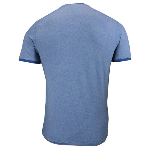Niebieska Męska Koszulka (T-shirt ) z Nadrukiem, Krótki Rękaw, w Drobne Prążki, Paski TSADG0003blue  Adriano Guinari L JegoSzafa.pl