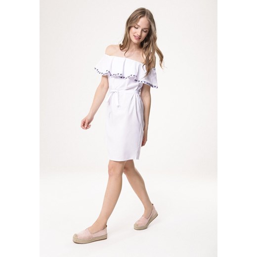 Sukienka Born2be mini z dekoltem typu hiszpanka casual