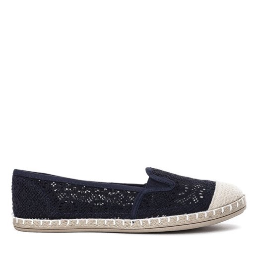 Koronkowe espadryle w kolorze granatowym Saluda - Obuwie Royalfashion.pl  40 