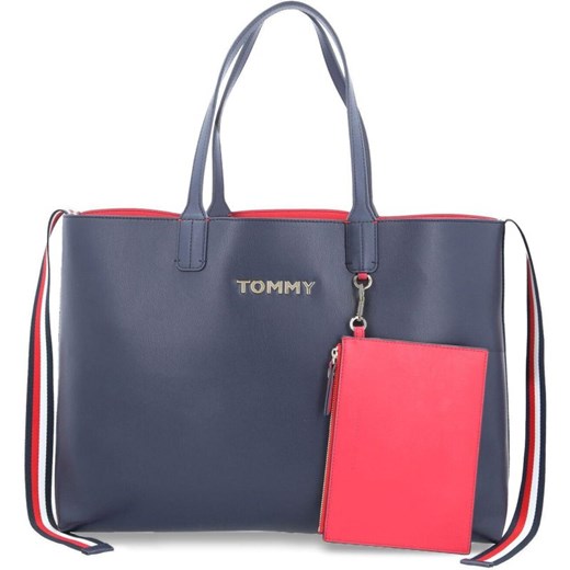Tommy Hilfiger shopper bag duża elegancka do ręki z breloczkiem 