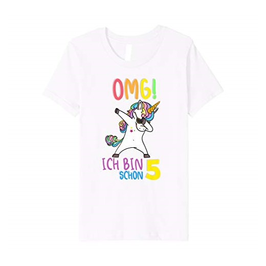 Bluzka dziewczęca Cloth.ly Einhorn Shirts Zum 5. Geburtstag z napisami z krótkim rękawem 