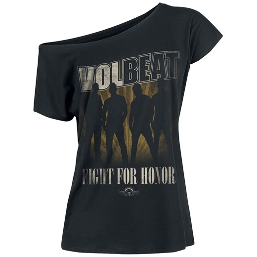 Bluzka damska Volbeat z asymetrycznym dekoltem czarna bawełniana młodzieżowa 