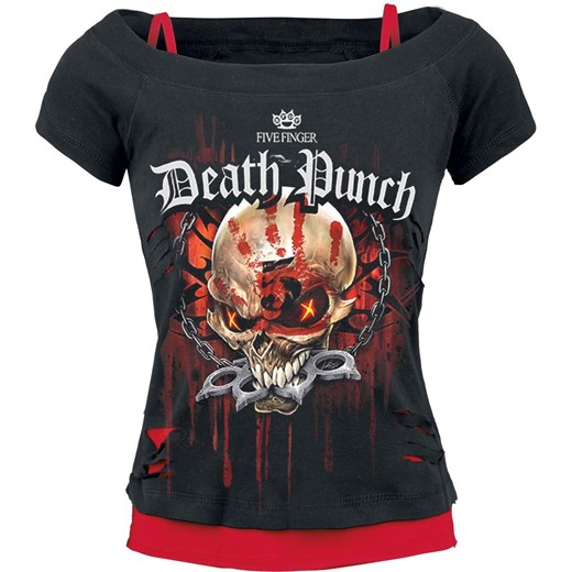 Bluzka damska Five Finger Death Punch z bawełny w nadruki z krótkimi rękawami 