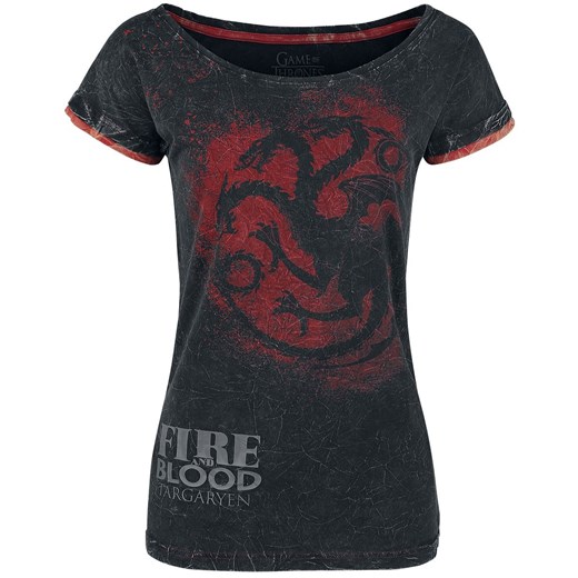 Gra o Tron - Targaryen - Fire And Blood - T-Shirt - ciemnoszary