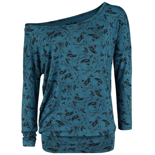 Bluzka damska Black Premium By Emp niebieska z długim rękawem 