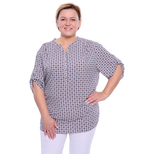 Luźna bluzka holenderski witraż 56 Modne Duże Rozmiary
