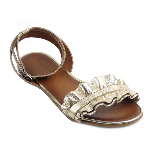 Venezia sandały damskie z klamrą złote płaskie na płaskiej podeszwie casualowe z tworzywa sztucznego 