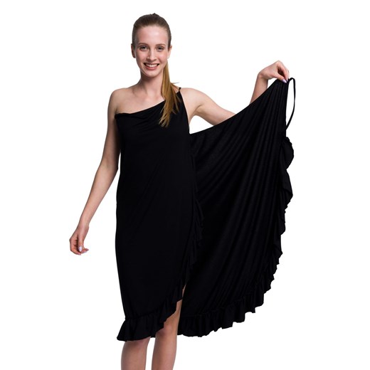 Sukienka czarna Rennwear prosta bez wzorów midi casual na sylwestra 