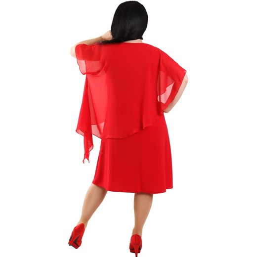 Czerwona sukienka Lamar z okrągłym dekoltem mini na wiosnę 