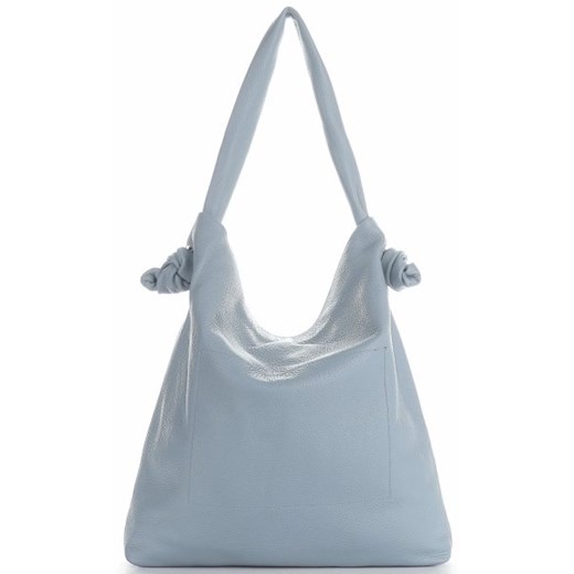 Vittoria Gotti shopper bag skórzana niebieska bez dodatków duża na ramię 