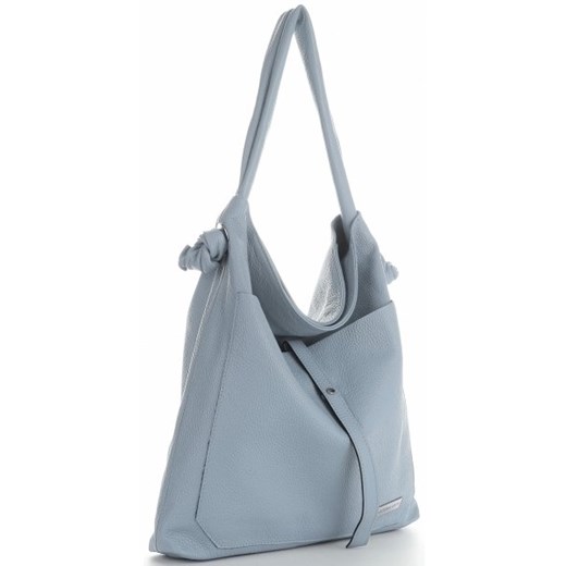 Shopper bag Vittoria Gotti skórzana niebieska na ramię 