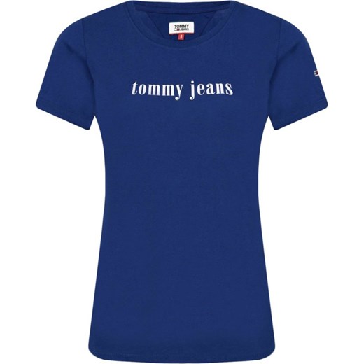 Tommy Jeans bluzka damska z napisami jesienna z krótkim rękawem młodzieżowa z okrągłym dekoltem 