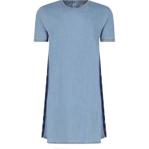 Sukienka dziewczęca Calvin Klein jeansowa niebieska w abstrakcyjnym wzorze 