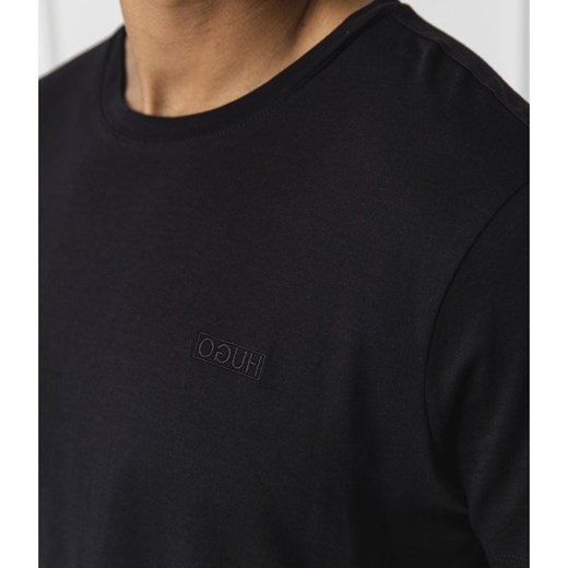 T-shirt męski czarny Hugo Boss bez wzorów z krótkimi rękawami 