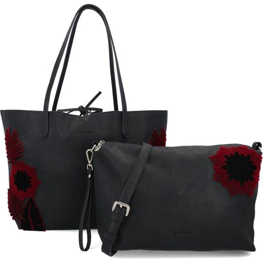 Shopper bag Desigual czarna z aplikacjami 