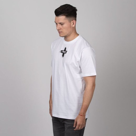 T-shirt męski biały Prosto Klasyk z napisami z krótkimi rękawami 