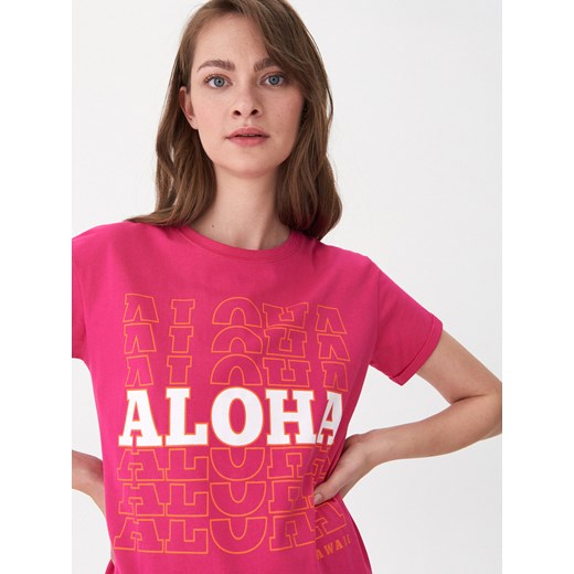 House - T-shirt z nadrukiem Aloha - Różowy House  M 