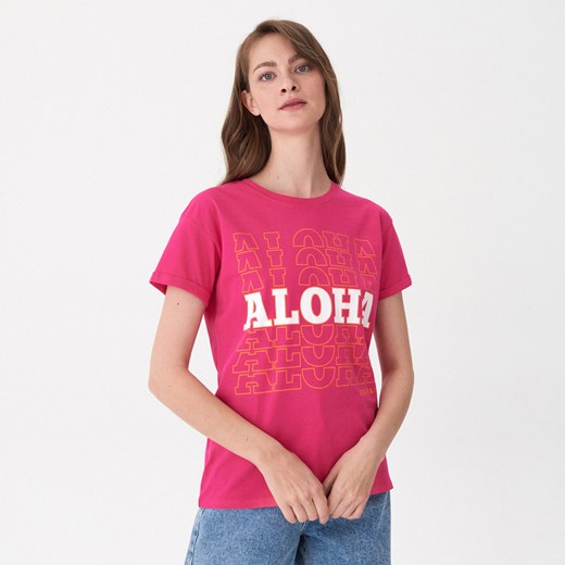 House - T-shirt z nadrukiem Aloha - Różowy  House XS 