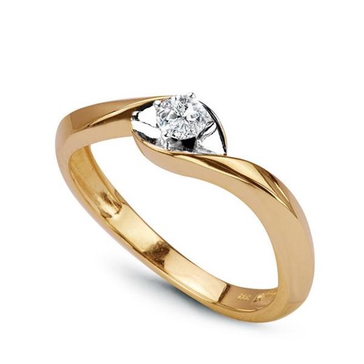 ﻿pierścionek elegancki złoto i diament