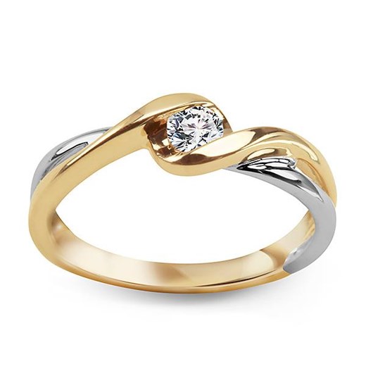 ﻿pierścionek ﻿z diamentem żółte i białe złoto