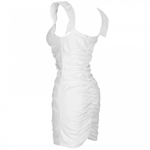 Sukienka biała dopasowana w serek 