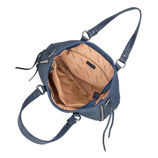 Wittchen shopper bag ze skóry ekologicznej matowa granatowa elegancka z aplikacjami 