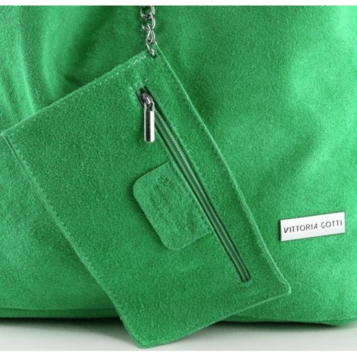 Oryginalne Torby Skórzane XL VITTORIA GOTTI Shopper Bag z Etui Smocza Zieleń (kolory)  Vittoria Gotti  PaniTorbalska
