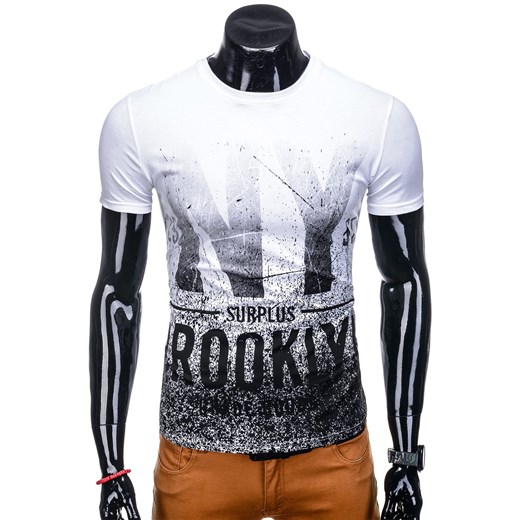 T-shirt męski z nadrukiem 1111S - biały  Edoti.com XL 