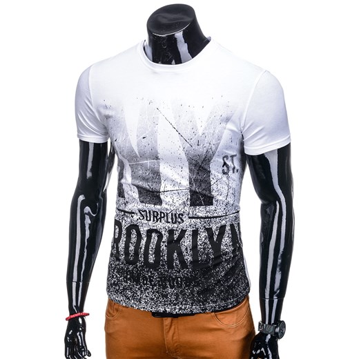 T-shirt męski z nadrukiem 1111S - biały  Edoti.com M 