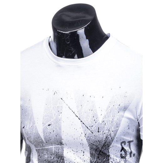 T-shirt męski z nadrukiem 1111S - biały Edoti.com  XXL 