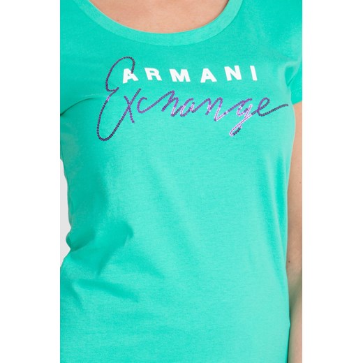 Bluzka damska Armani glamour z okrągłym dekoltem z krótkim rękawem z napisami 