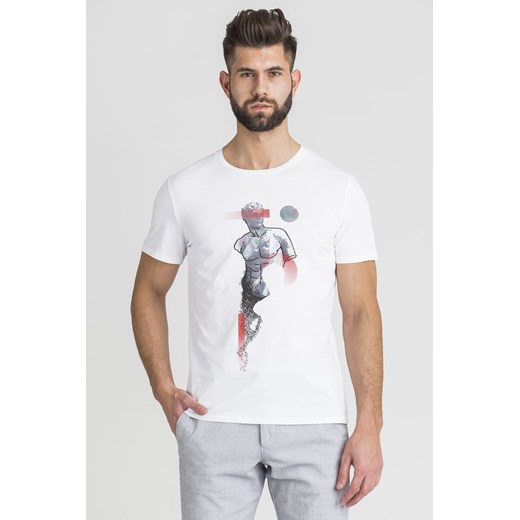 T-shirt męski Just Cavalli biały z krótkim rękawem na wiosnę 