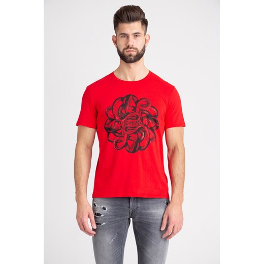 T-shirt męski Just Cavalli czerwony z krótkimi rękawami 