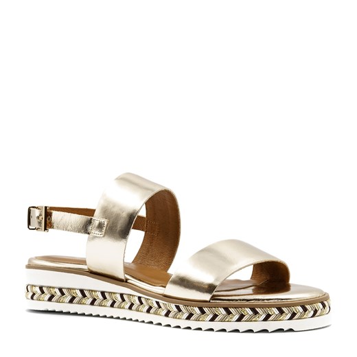 Złote skórzane sandały na grubej ozdobnej podeszwie 67R ze sklepu NESCIOR w kategorii Sandały damskie - zdjęcie 67900534