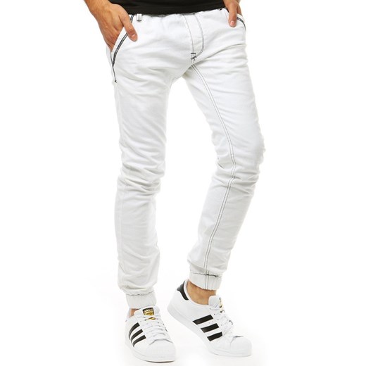 Spodnie joggery jeansowe męskie białe UX1263