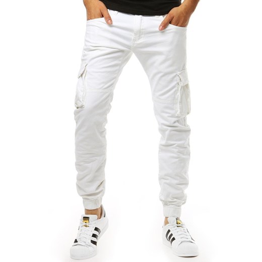 Spodnie joggery jeansowe męskie białe UX1265