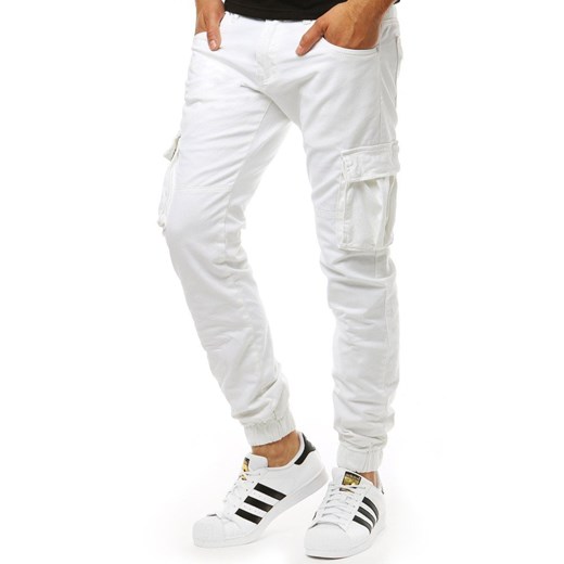 Spodnie joggery jeansowe męskie białe UX1265