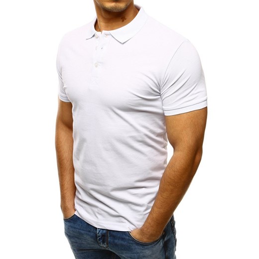 Biały t-shirt męski Dstreet z krótkimi rękawami bawełniany casual 