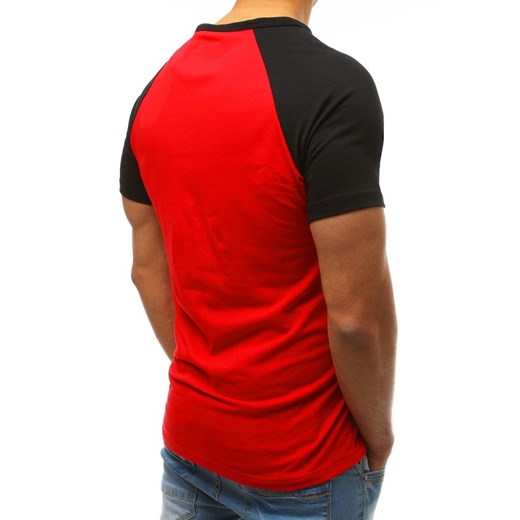 T-shirt męski czerwony Dstreet z poliestru z krótkim rękawem 