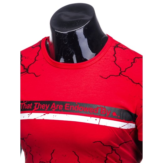 T-shirt męski czerwony Edoti.com z krótkimi rękawami 