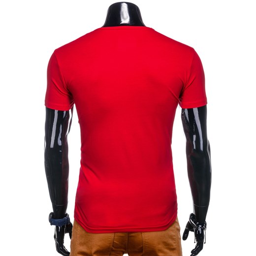 Czerwony t-shirt męski Edoti.com z krótkimi rękawami 